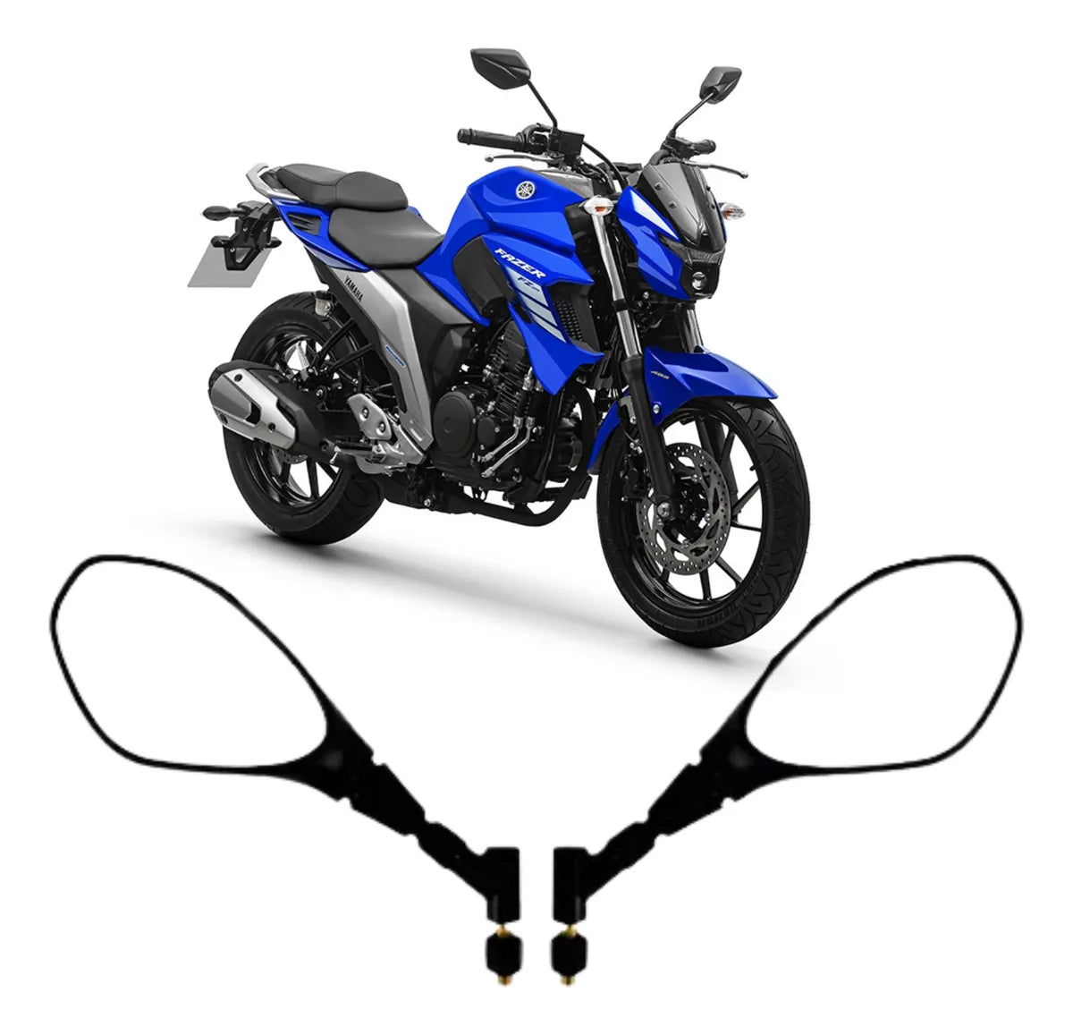 RETROVISOR GVS C/ GIRO 360 LENTE CONVEXA FACTOR 125 150 / FAZER 150 250  2014-2024