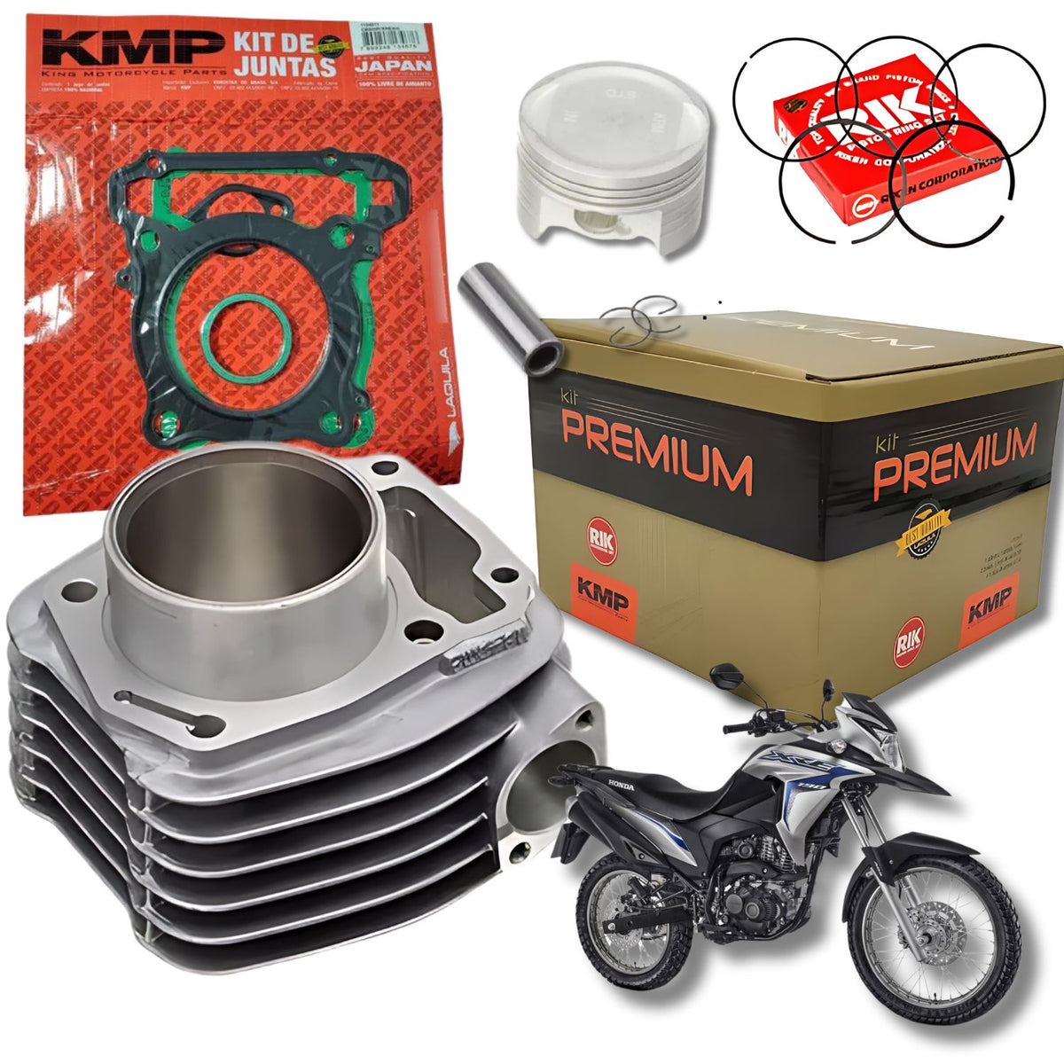 KIT PREMIUM COM CILINDRO PISTAO KMP HONDA XRE 190 2016 A 2025