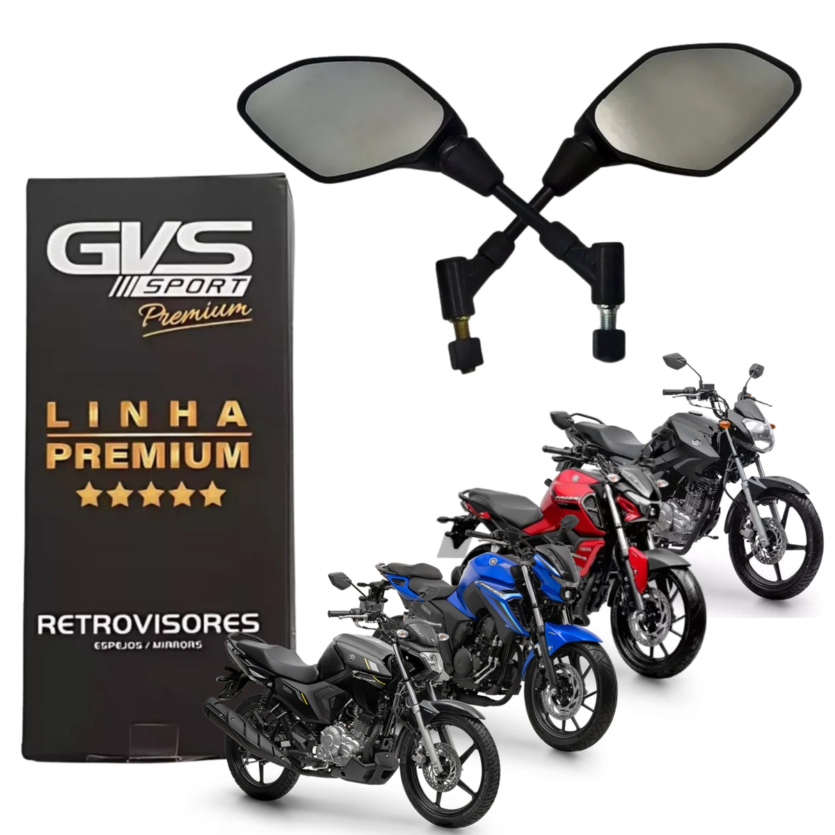 RETROVISOR GVS C/ GIRO 360 LENTE CONVEXA FACTOR 125 / FACTOR 150