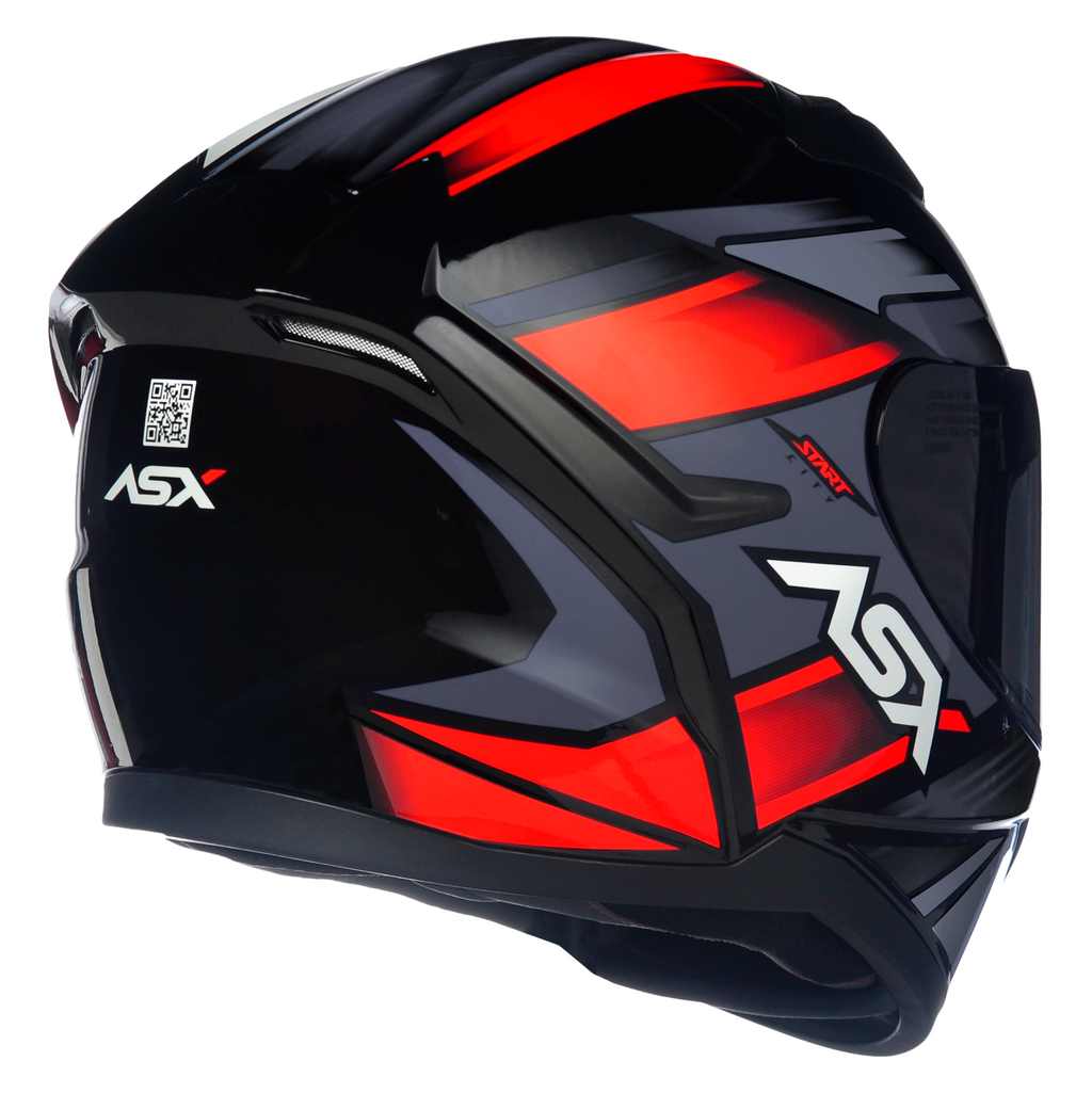 Capacete ASX City  Start Brilho Preto/Vermelho/Cinza