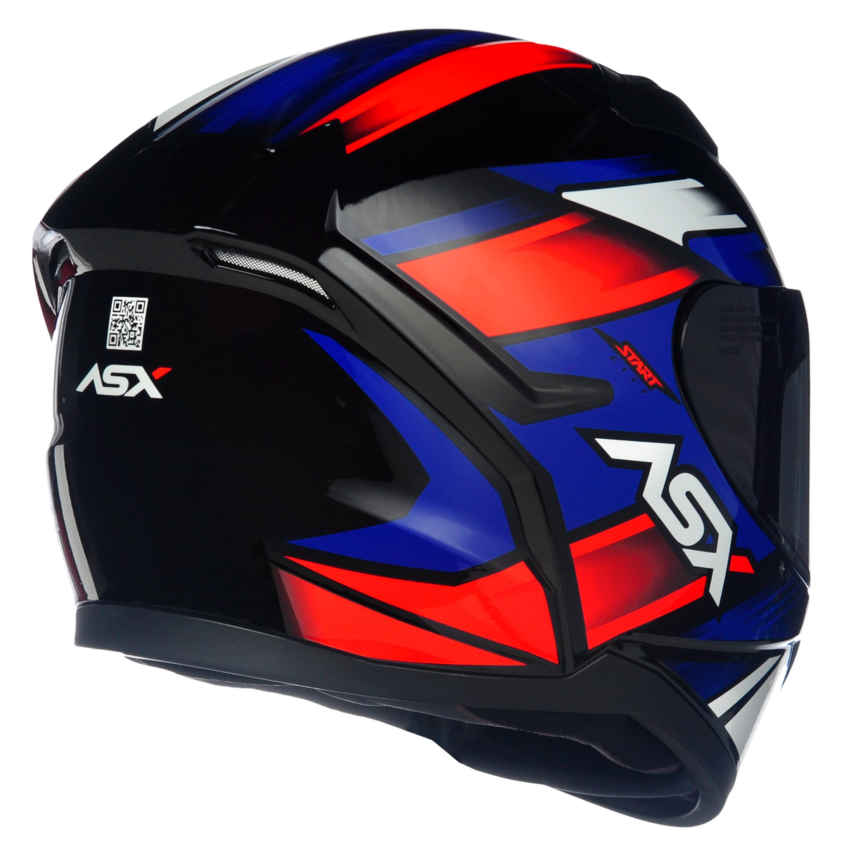Capacete ASX City Start Brilho Preto/Vermelho/Azul