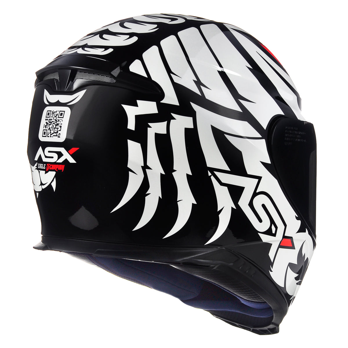 Capacete ASX Eagle Scorpion Brilho Preto/Branco/Vermelho