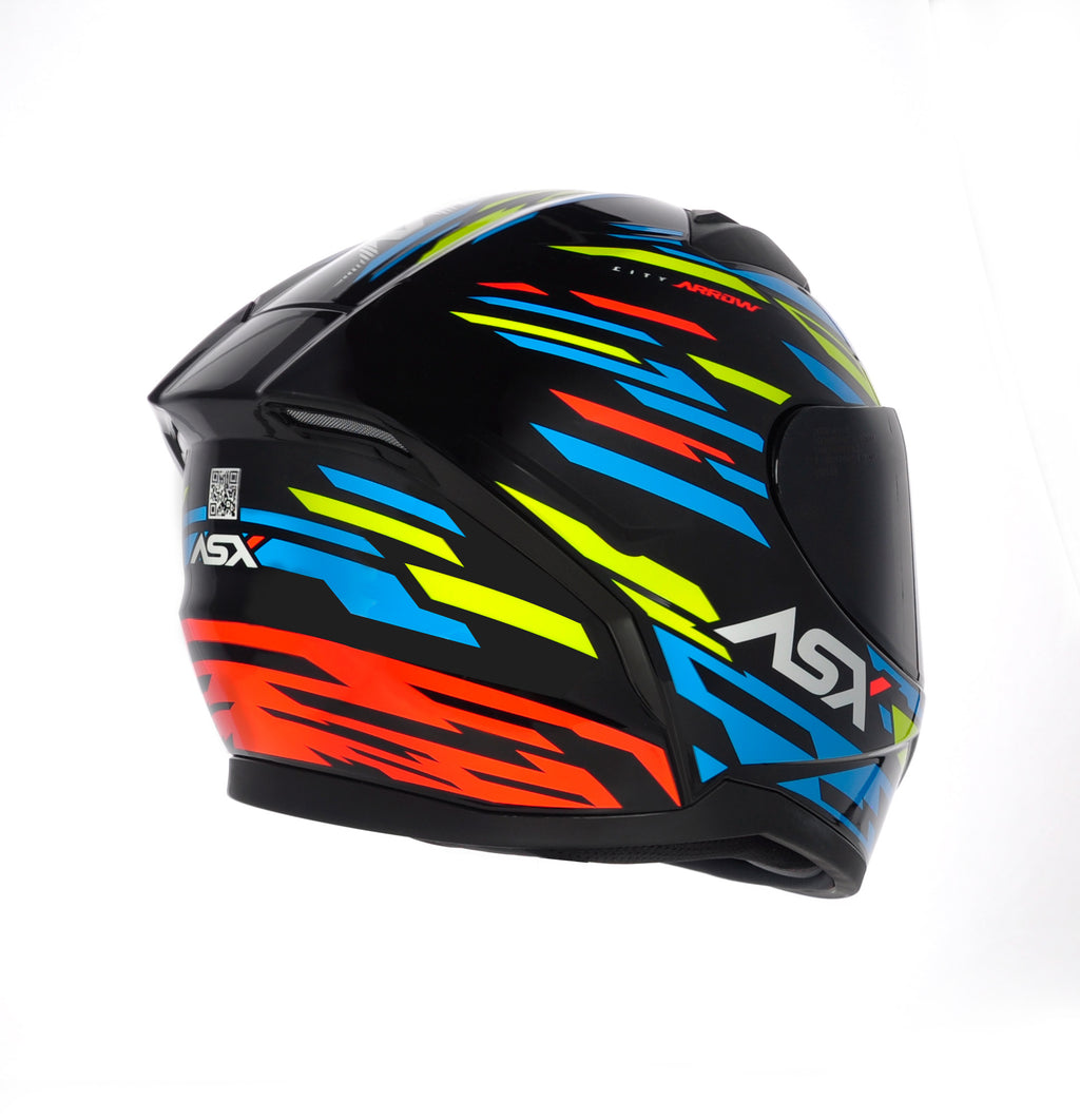 Capacete ASX City Arrow Brilho Preto/Azul/Amarelo