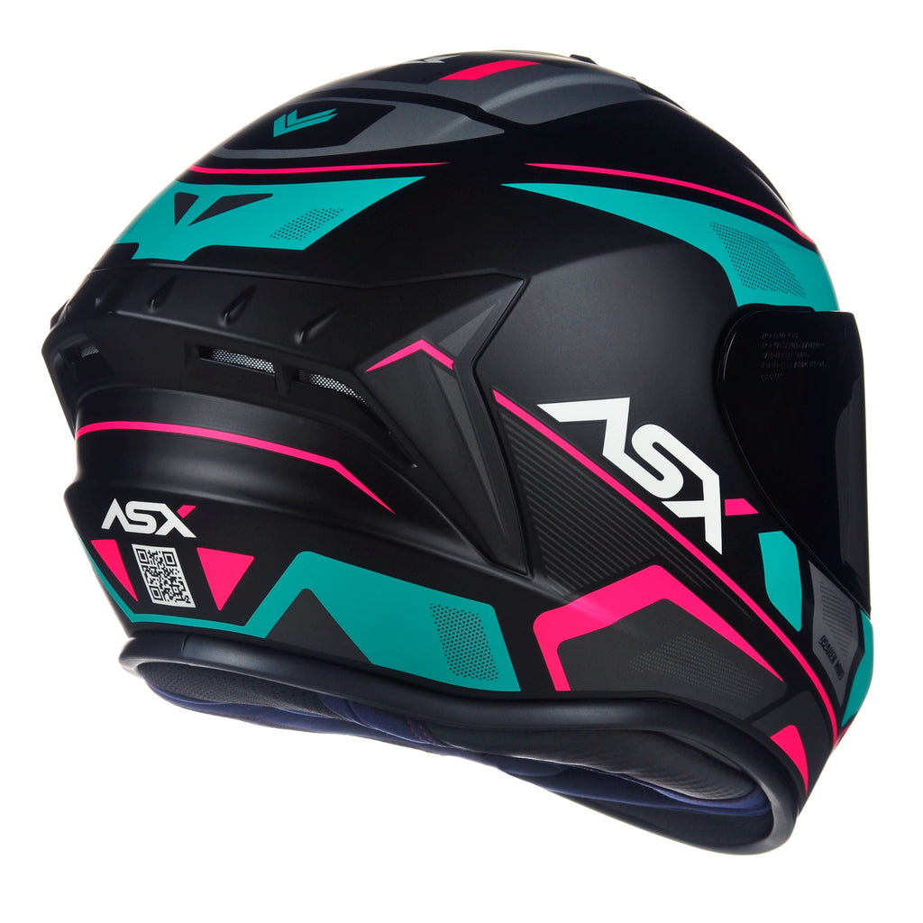 Capacete ASX Draken Wind Fosco Preto/Tiffany/Rosa