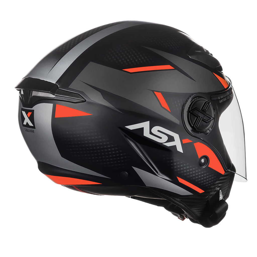 Capacete ASX City Air Square Fosco Preto Grafite Veremelho