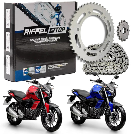 KIT RELAÇÃO RIFFEL COM RETENTOR YAMAHA FZ15 2022 2023 2024 2025