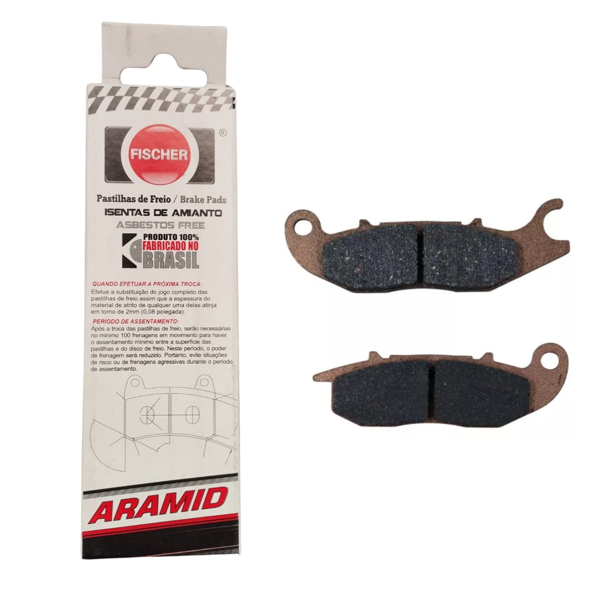 PASTILHA DE FREIO DIANTEIRA FISCHER ARAMID FAZER 250 / FZ25 / TITAN MIX 150 / FAN 160 / CBR R 125 150 / CBF 125 / MONKEY 125 / MSX 125