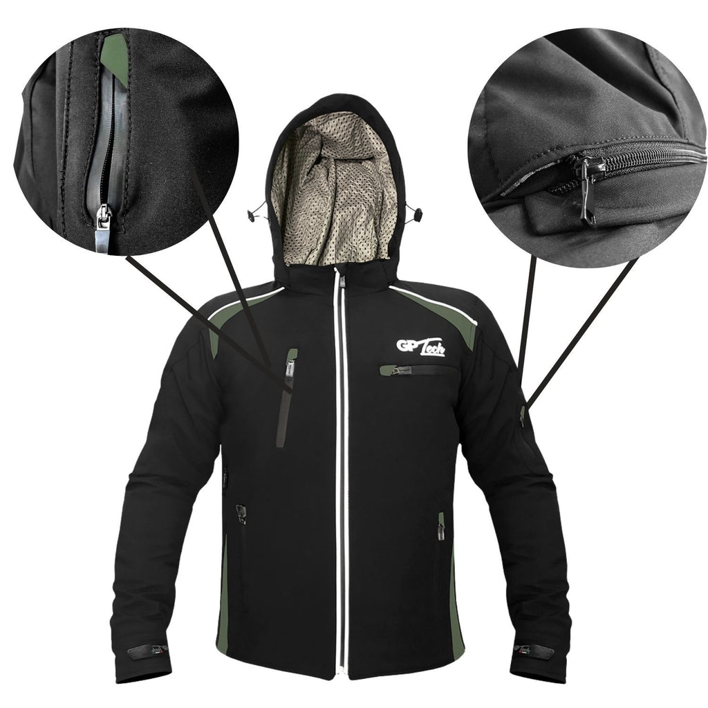 Jaqueta de motoqueiro GP Tech Soft Casual Resistente a agua Preto Cinza