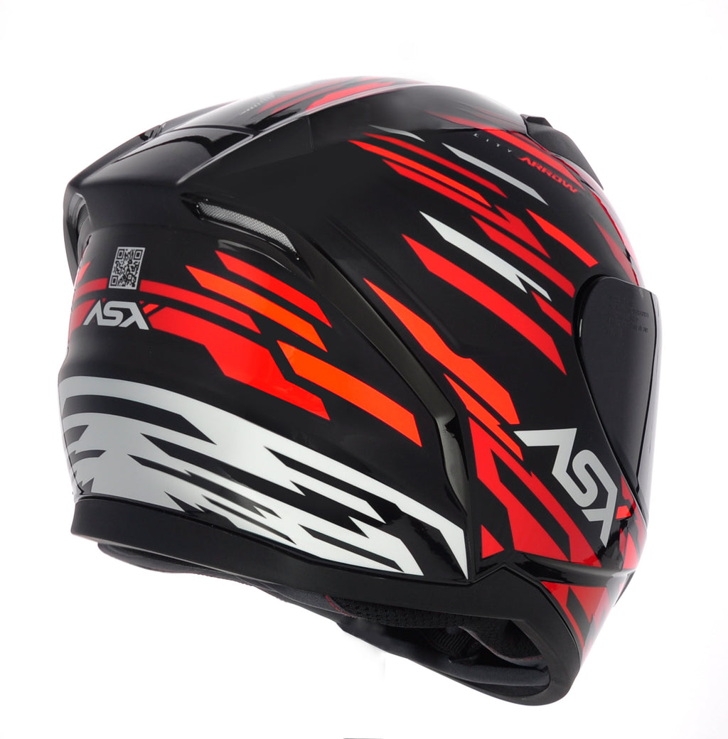 Capacete ASX City Arrow Brilho Preto/Vermelho/Branco