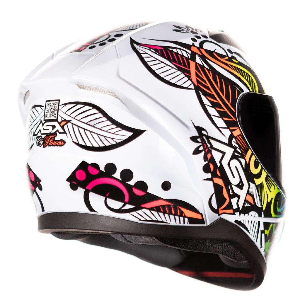 Capacete ASX City Flowers Brilho Branco/Preto Color