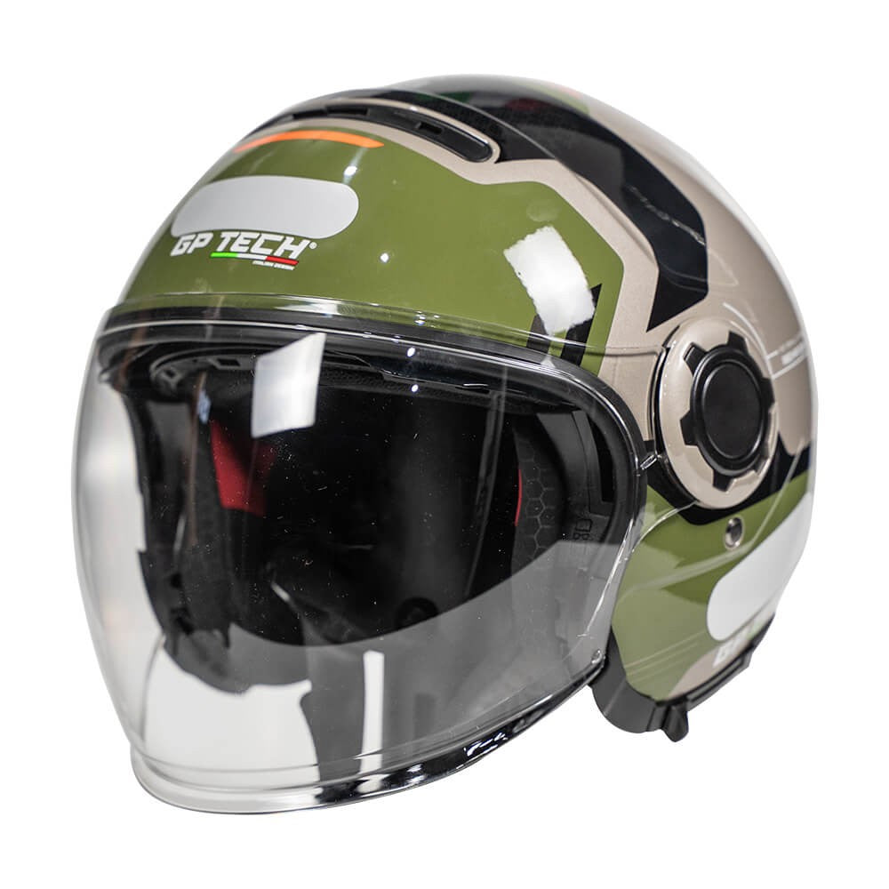 CAPACETE MOTO GP TECH ZOOM REVOLT ARMY C/ OCULOS VERDE