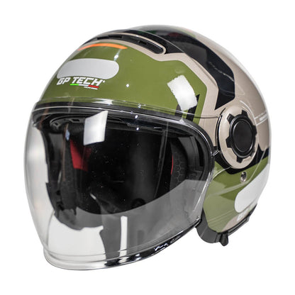 CAPACETE MOTO GP TECH ZOOM REVOLT ARMY C/ OCULOS VERDE