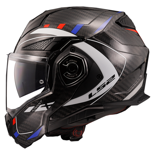 Capacete Ls2 Advant X Carbon ff901 Future Brando Azul Vermelho