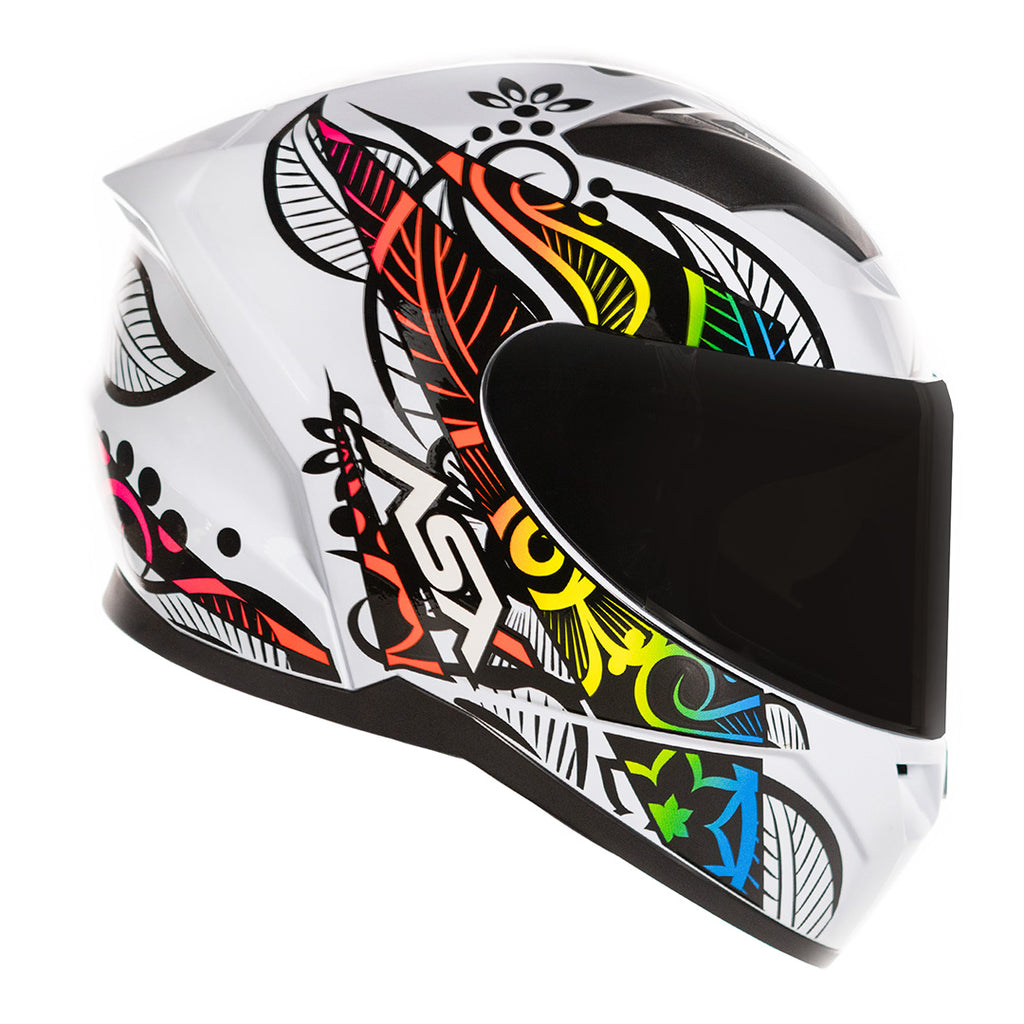 Capacete ASX City Flowers Brilho Branco/Preto Color