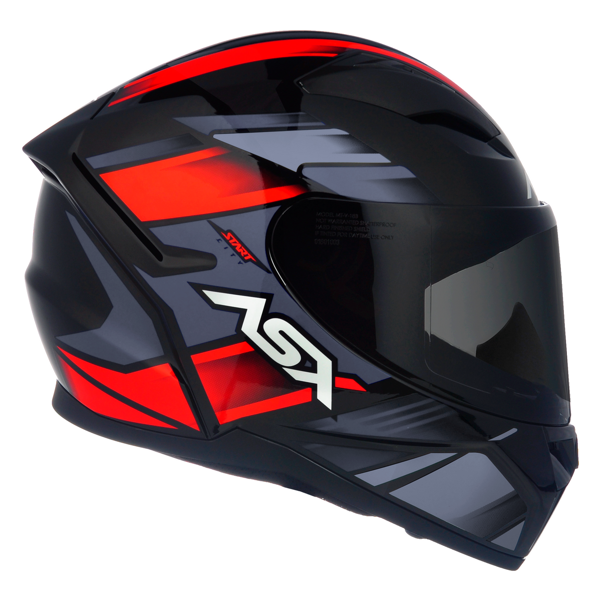Capacete ASX City  Start Brilho Preto/Vermelho/Cinza