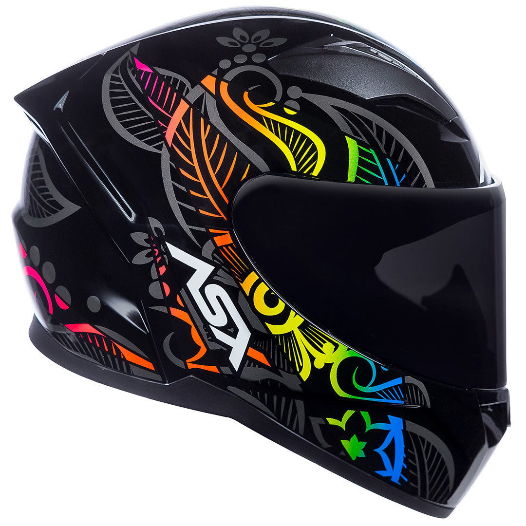 Capacete ASX City Flowers Brilho Preto Grafite Color