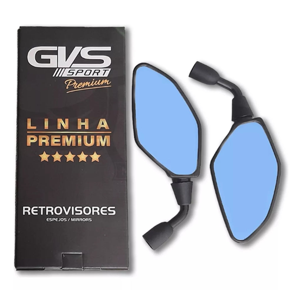 RETROVISOR GVS HASTE CURTA LENTE CONVEXA AZUL FACTOR 125 / FACTOR 150