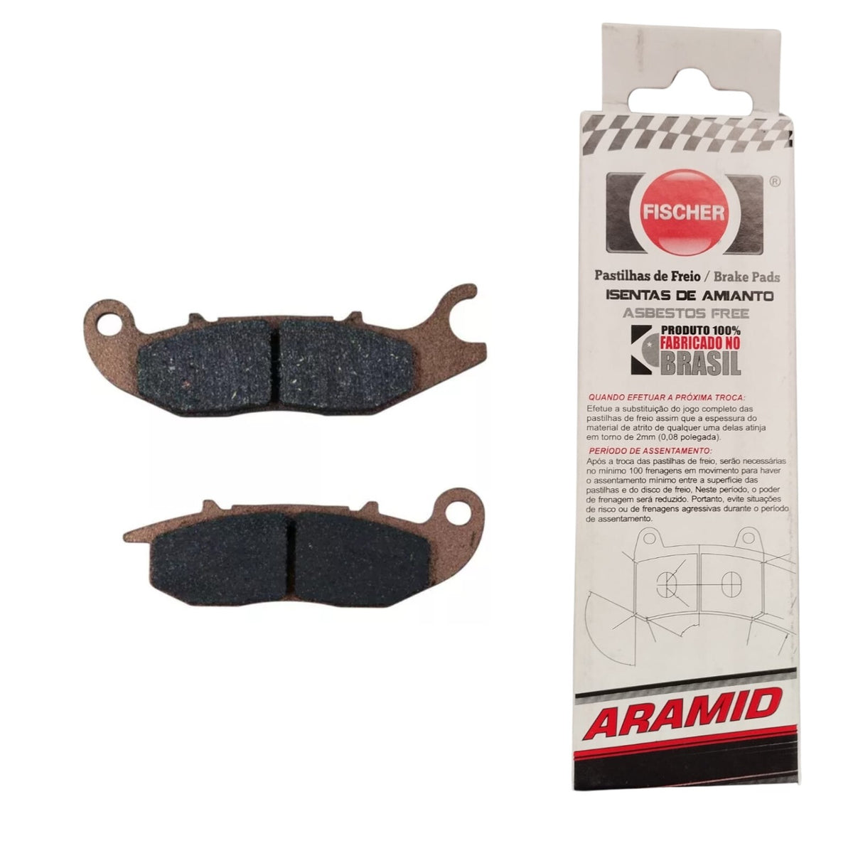 PASTILHA DE FREIO DIANTEIRA FISCHER ARAMID FAZER 250 / FZ25 / TITAN MIX 150 / FAN 160 / CBR R 125 150 / CBF 125 / MONKEY 125 / MSX 125