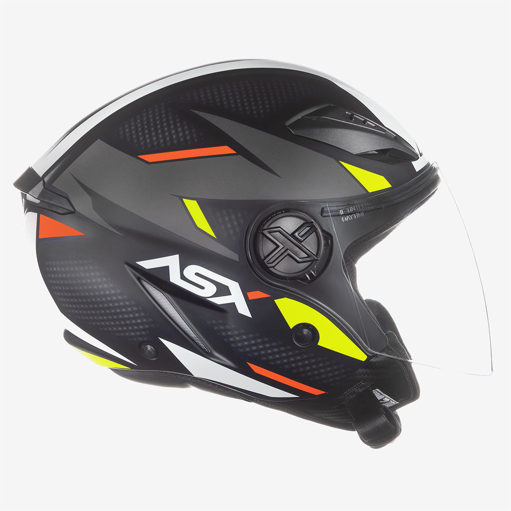 Capacete ASX City Air Square Fosco Preto/Grafite/Amarelo