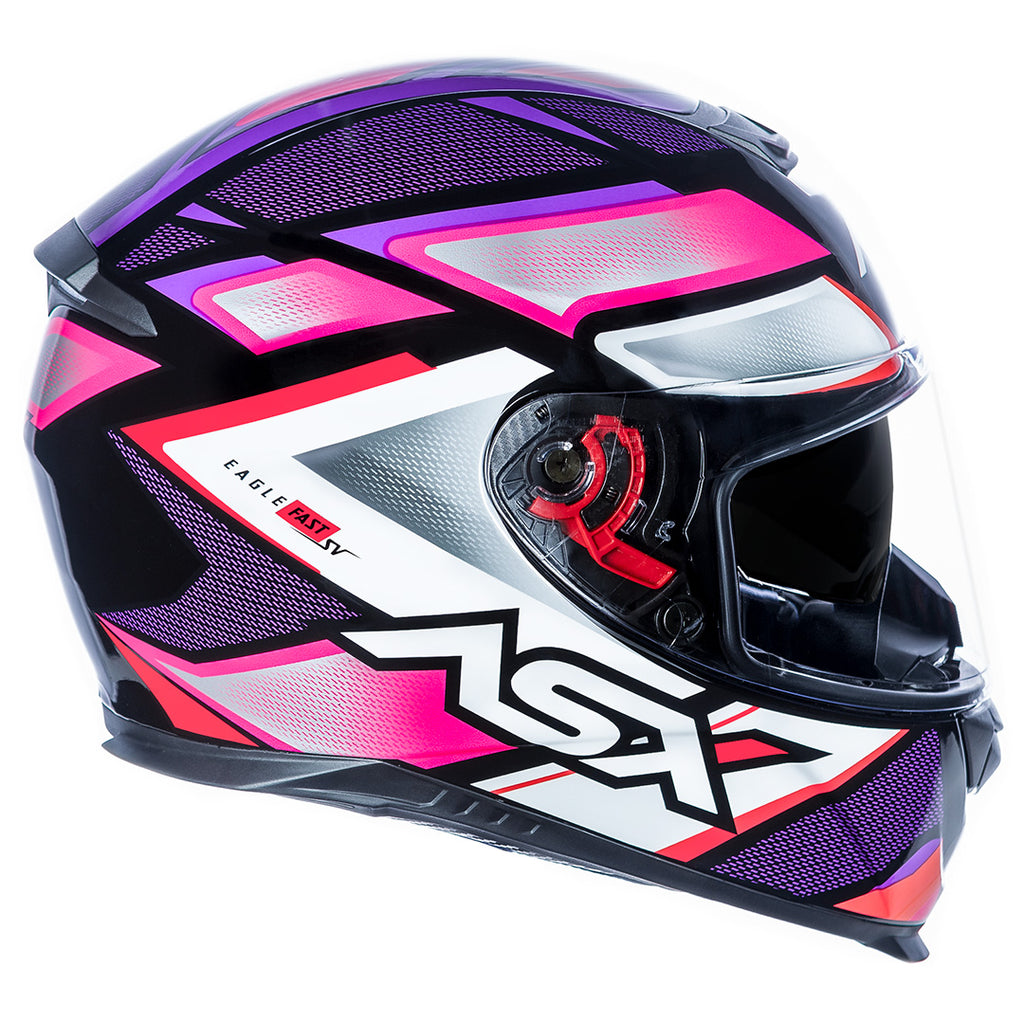 Capacete ASX Eagle SV Fast Brilho Preto Lilás Rosa