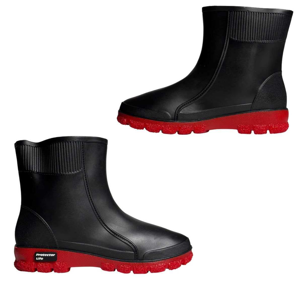 Bota de Chuva Protector Life Cano Medio Preto Vermelho