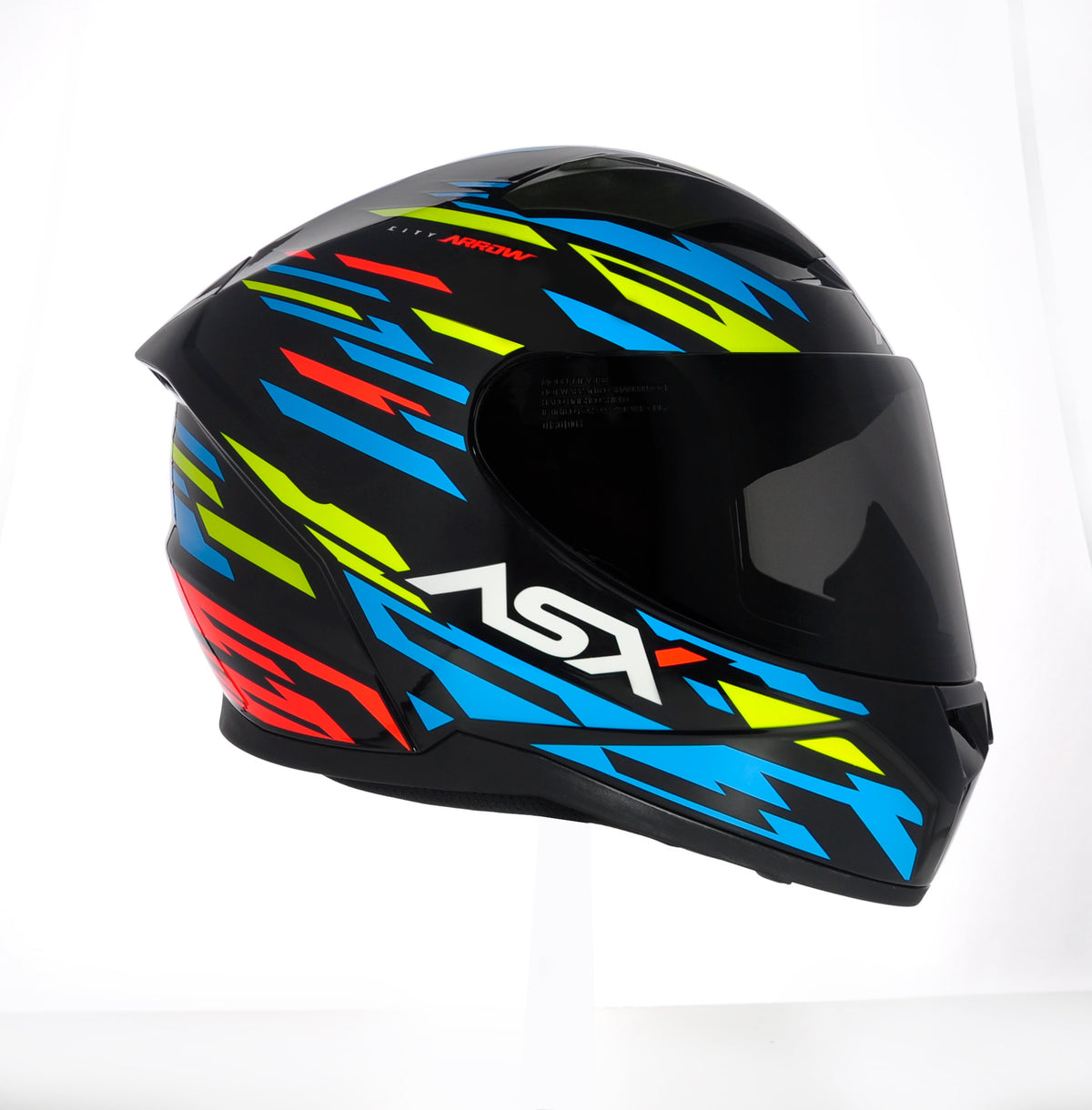 Capacete ASX City Arrow Brilho Preto/Azul/Amarelo