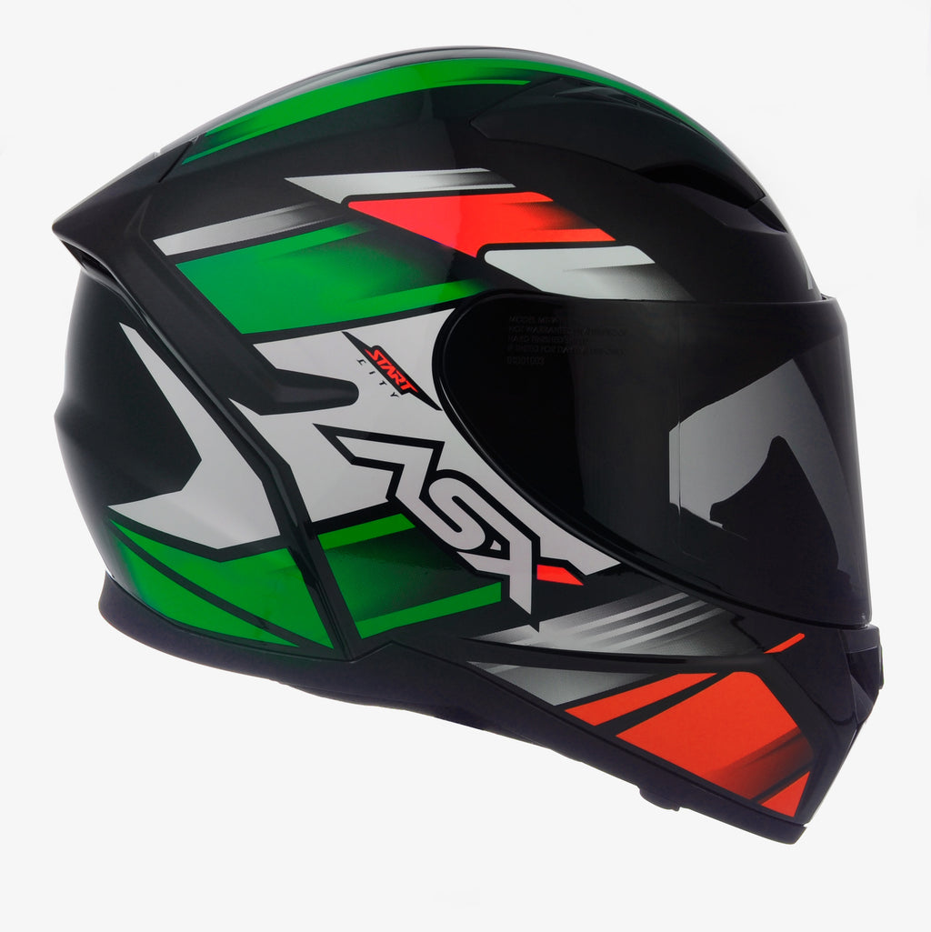 Capacete ASX City  Start Brilho Preto/Vermelho/Verde