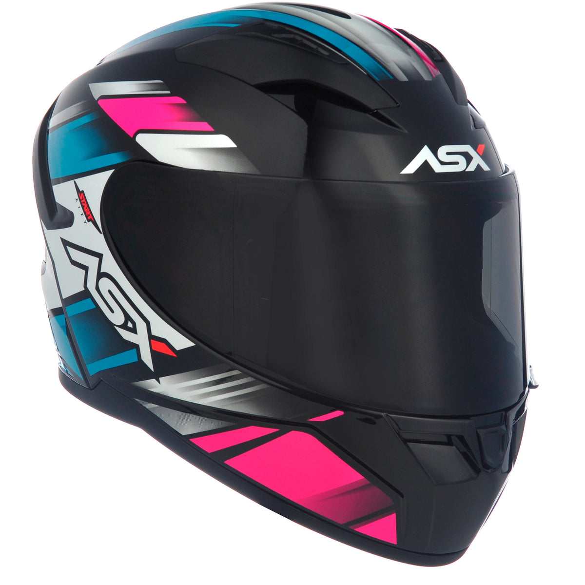 Capacete ASX City Start Brilho Preto/turquesa/rosa