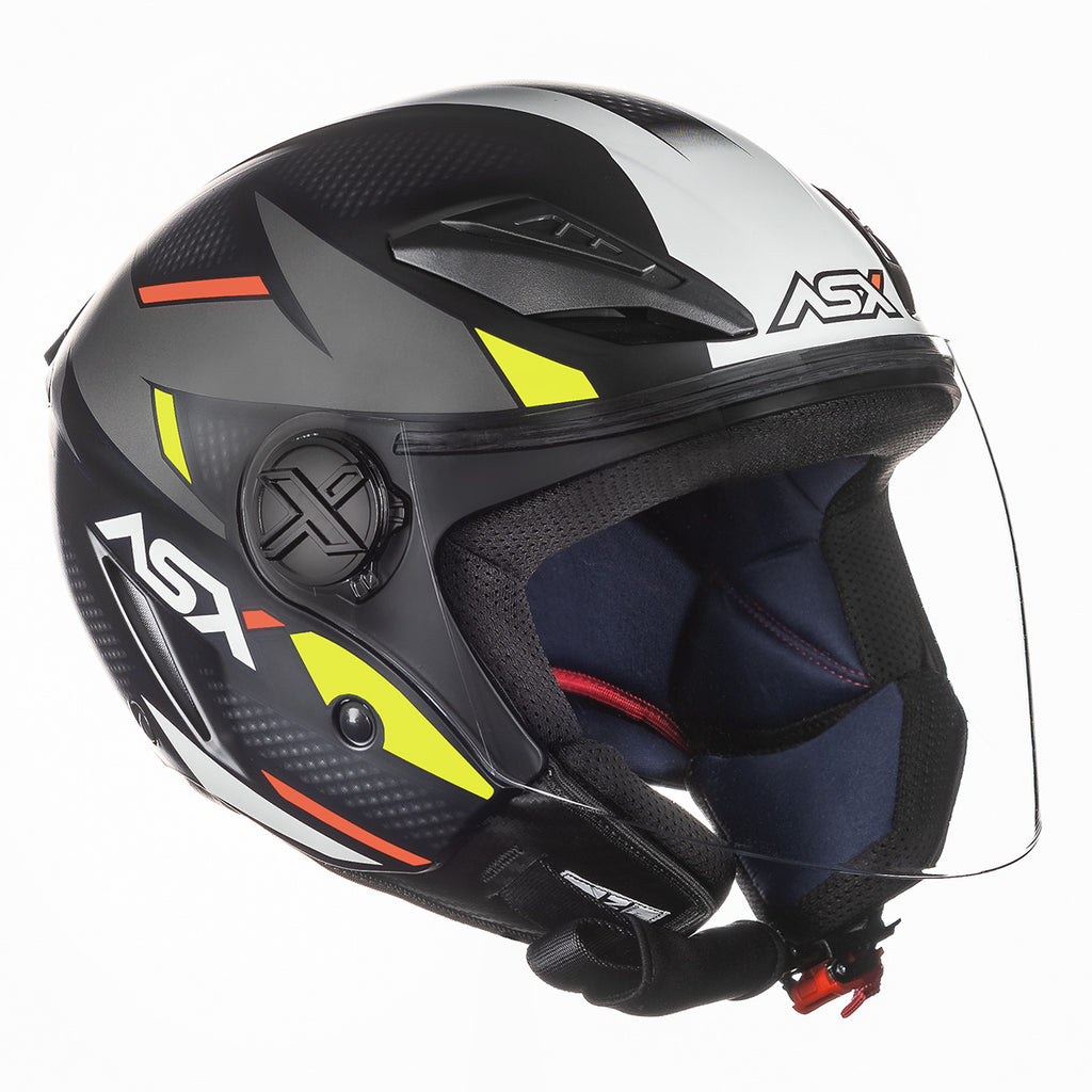 Capacete ASX City Air Square Fosco Preto/Grafite/Amarelo