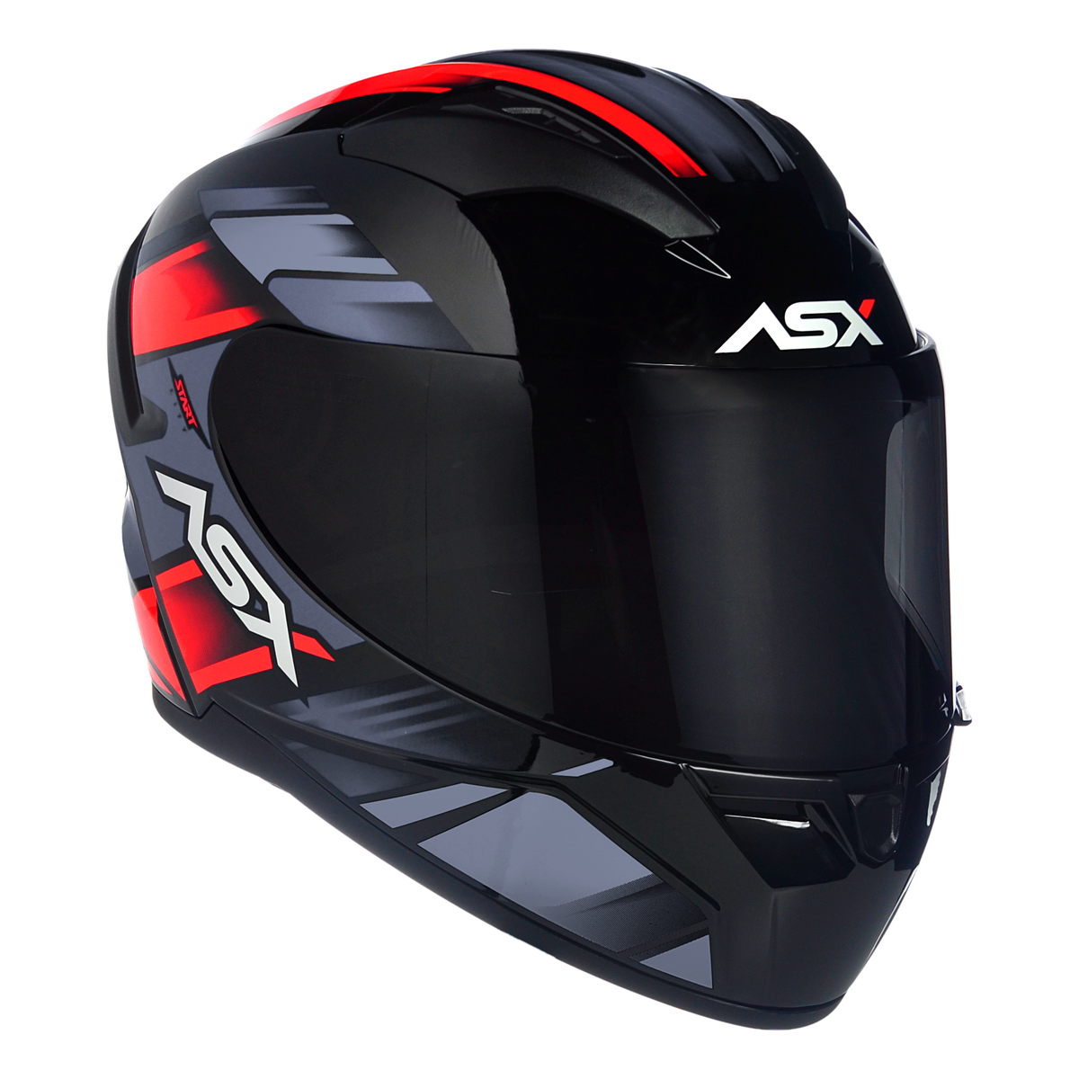 Capacete ASX City  Start Brilho Preto/Vermelho/Cinza