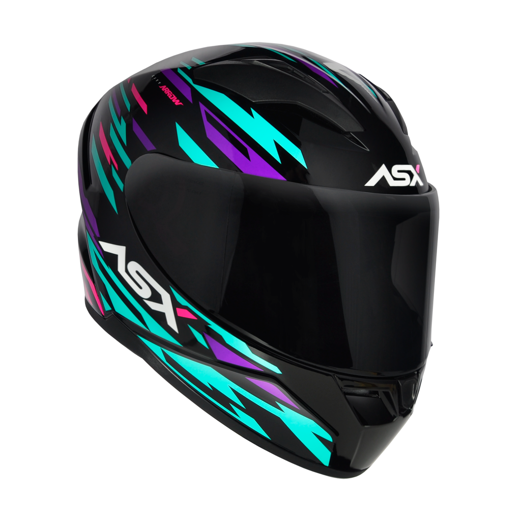 Capacete ASX City Arrow Brilho Preto/Tiffany/Roxo