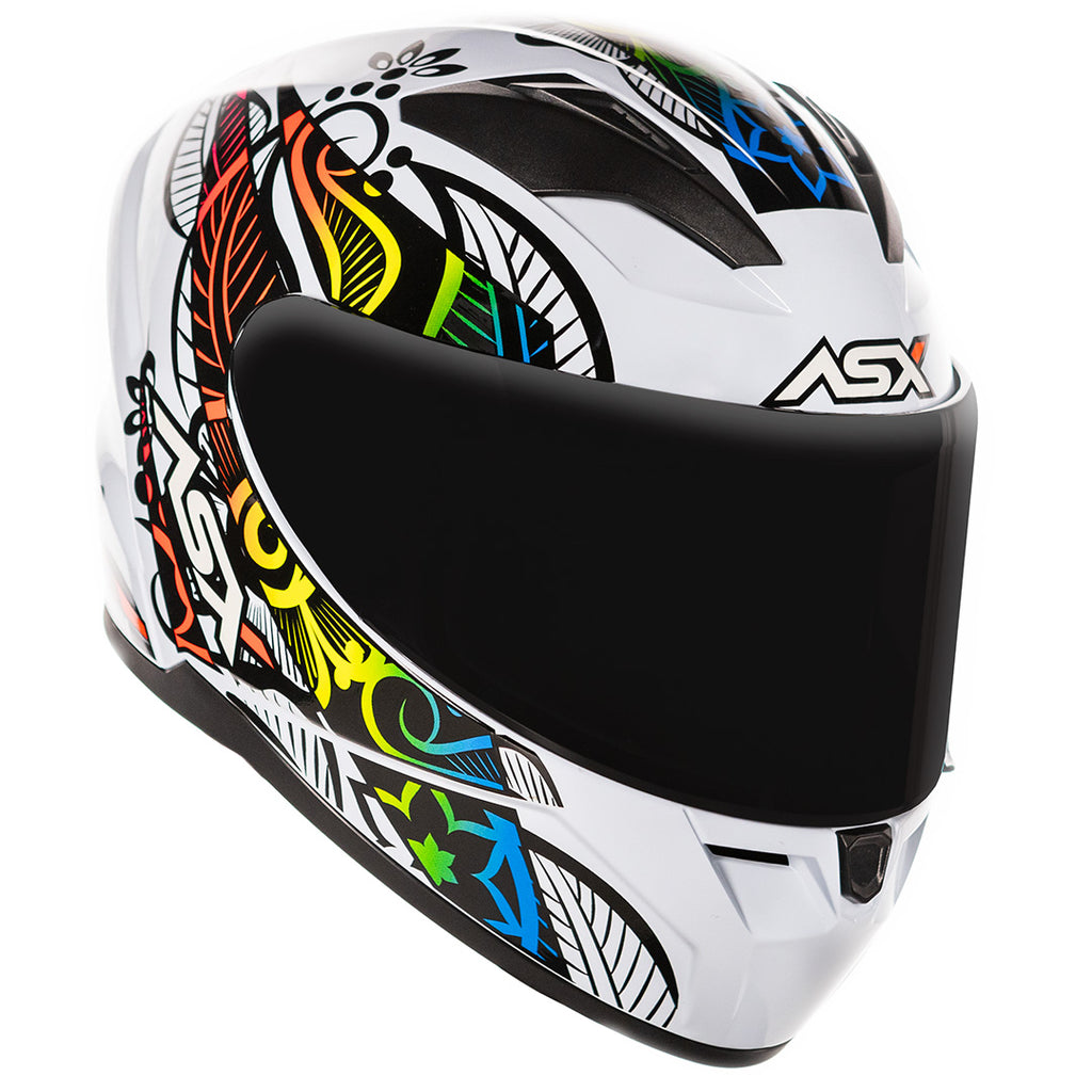 Capacete ASX City Flowers Brilho Branco/Preto Color
