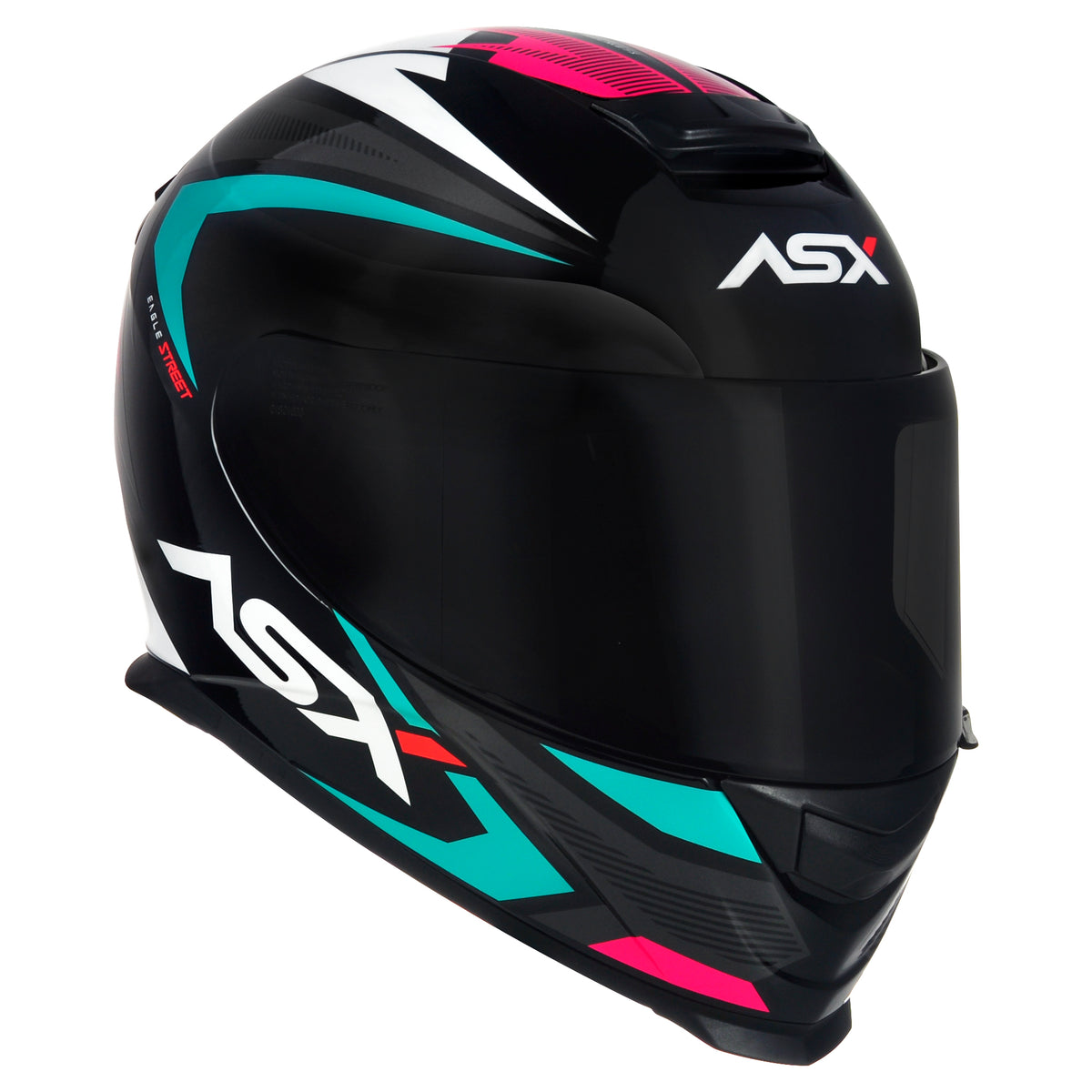 Capacete ASX Eagle Street Brilho Preto/Tiffany/Rosa