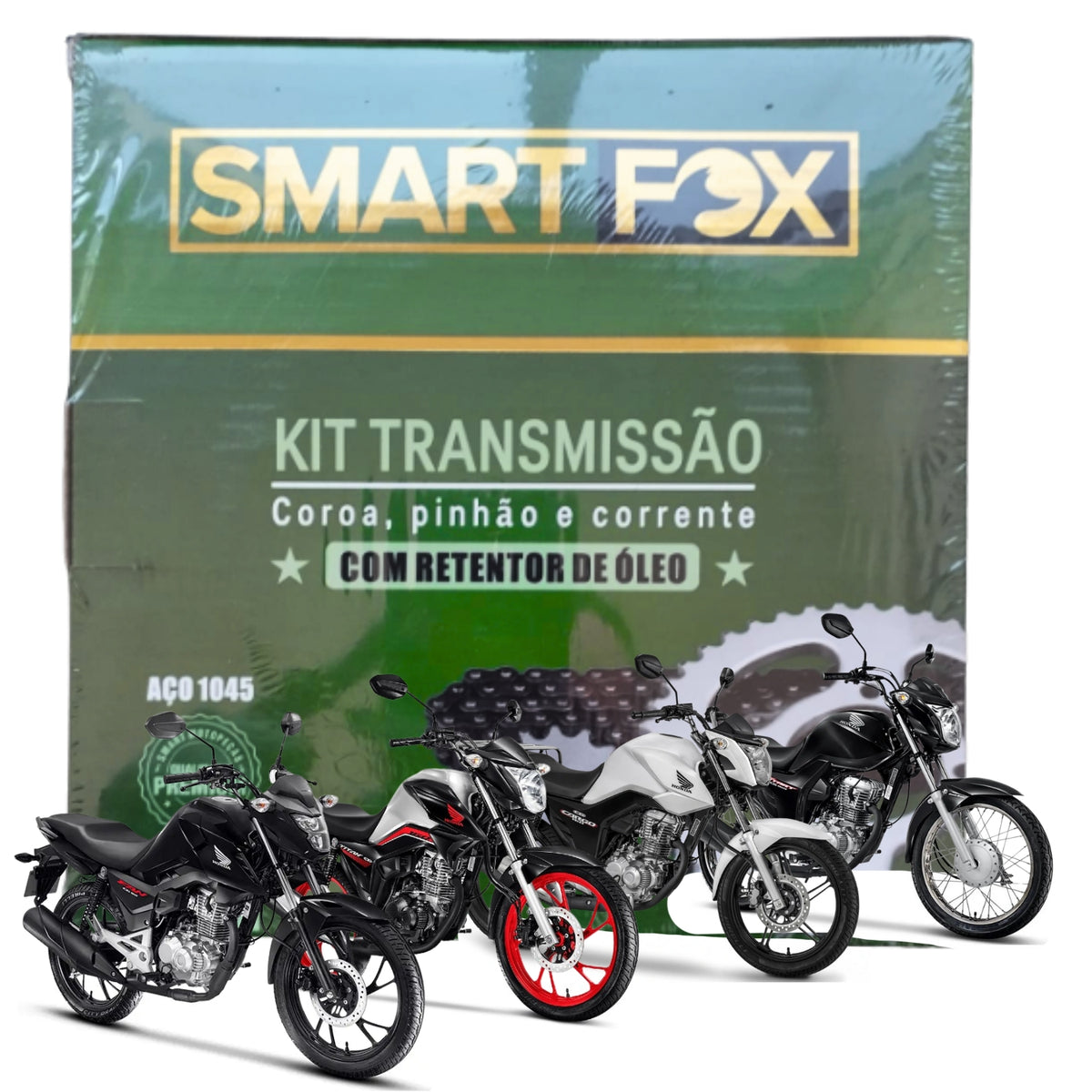 Kit Relação Transmissão com retentor CG 160 Titan Fan Start Cargo 2016-2023
