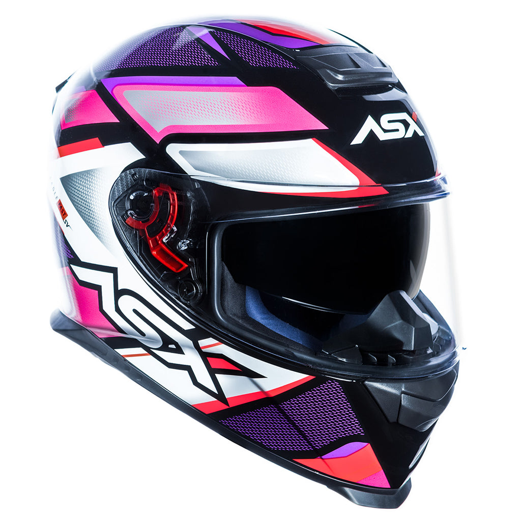 Capacete ASX Eagle SV Fast Brilho Preto Lilás Rosa