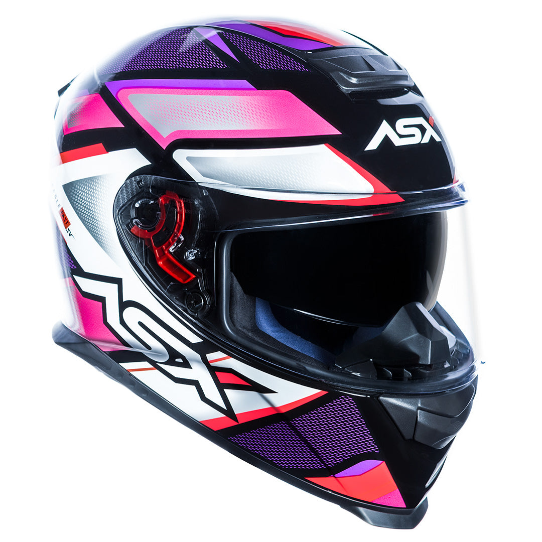 Capacete ASX Eagle SV Fast Brilho Preto Lilás Rosa