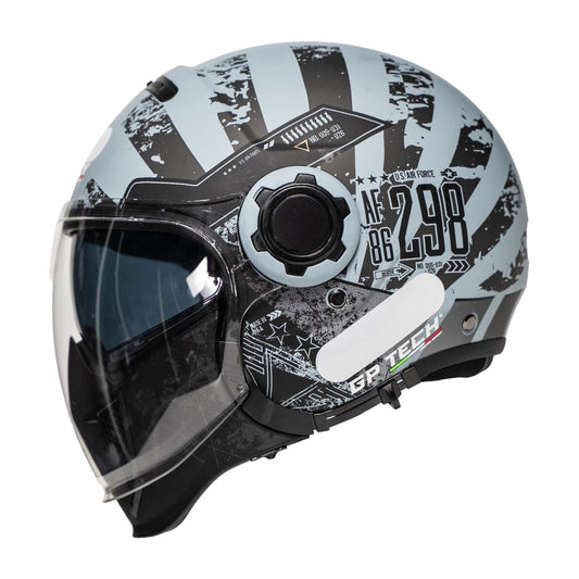CAPACETE MOTO GP TECH ZOOM C/ OCULOS CAMUFLADO AZUL PRETO