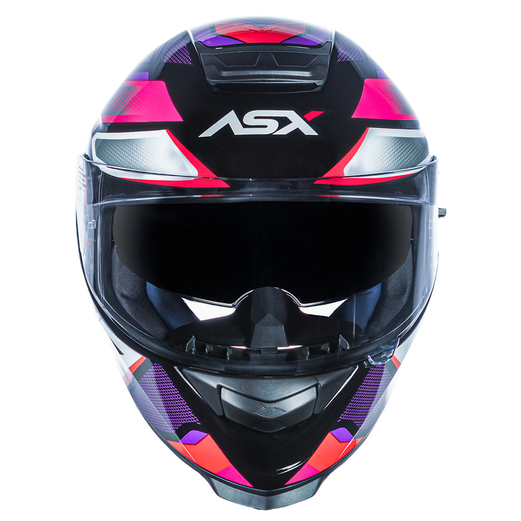 Capacete ASX Eagle SV Fast Brilho Preto Lilás Rosa