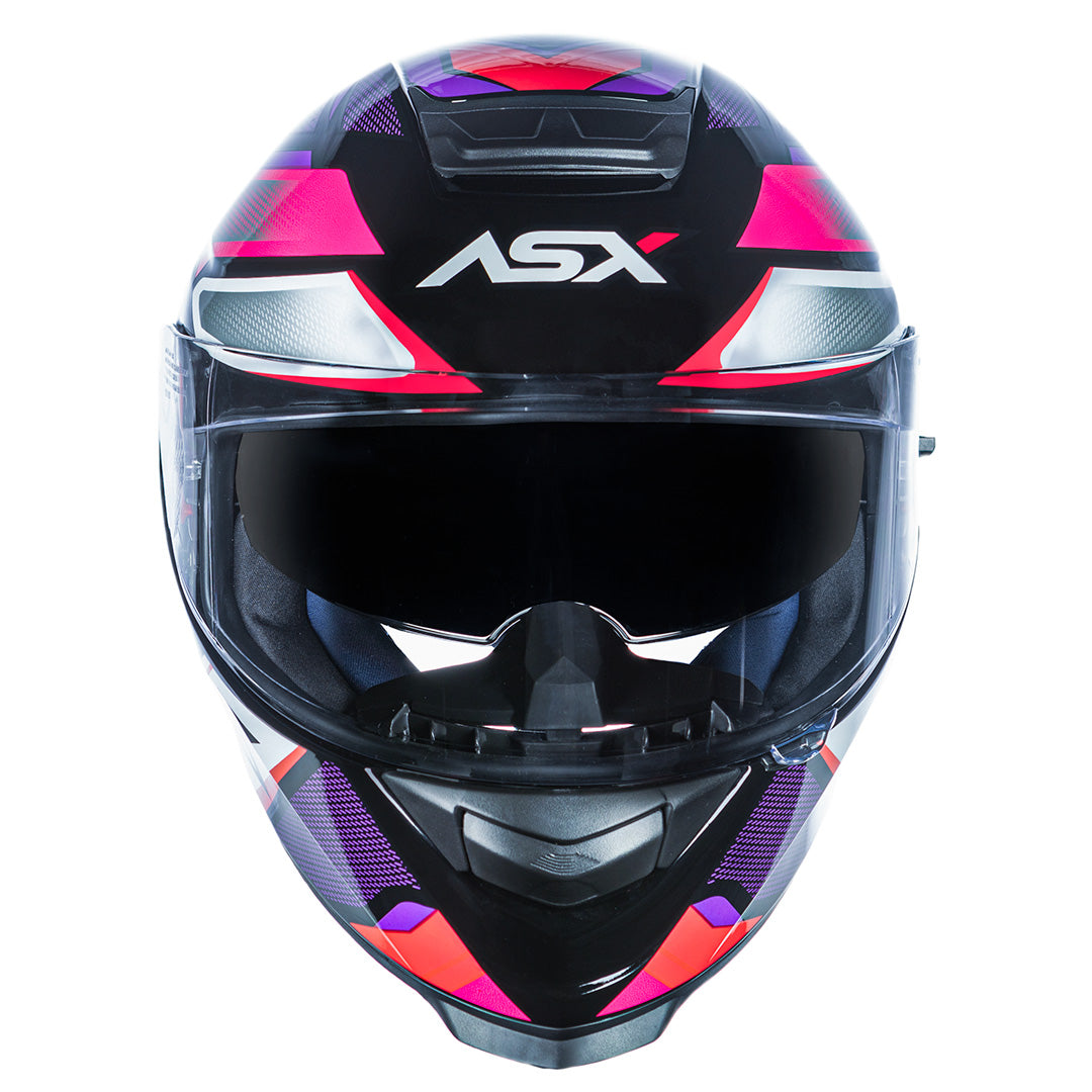 Capacete ASX Eagle SV Fast Brilho Preto Lilás Rosa