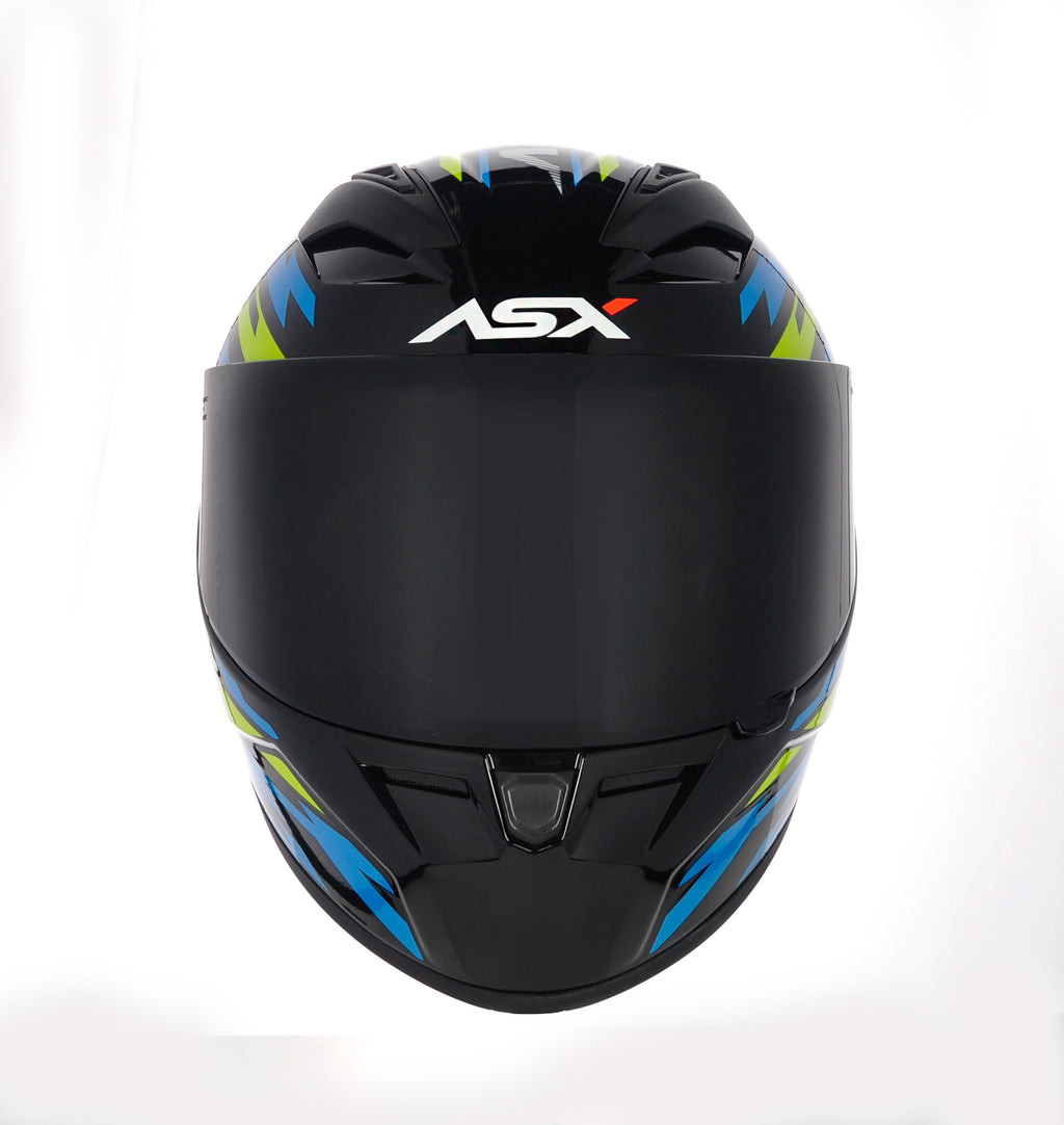 Capacete ASX City Arrow Brilho Preto/Azul/Amarelo