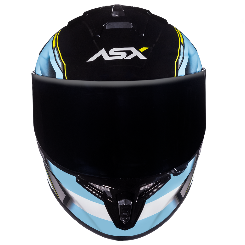 Capacete ASX draken Pilot Brilho Preto/Azul/Amarelo