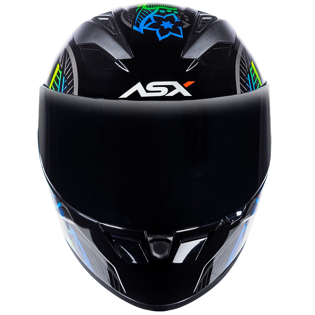 Capacete ASX City Flowers Brilho Preto Grafite Color