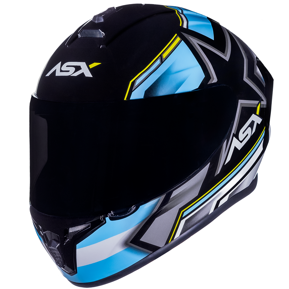 Capacete ASX draken Pilot Brilho Preto/Azul/Amarelo