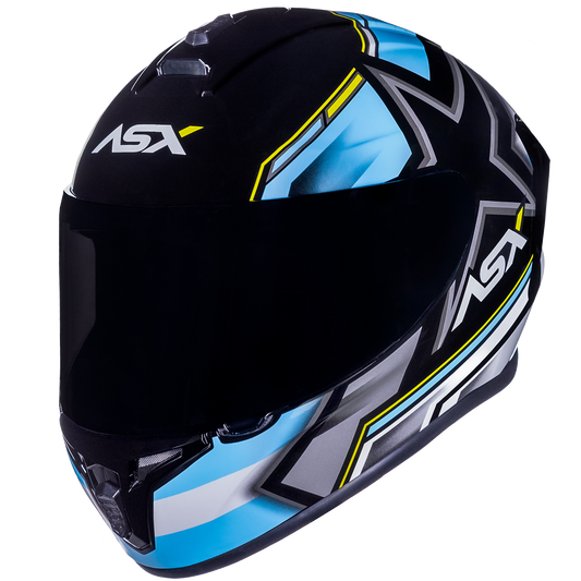 Capacete ASX draken Pilot Brilho Preto/Azul/Amarelo