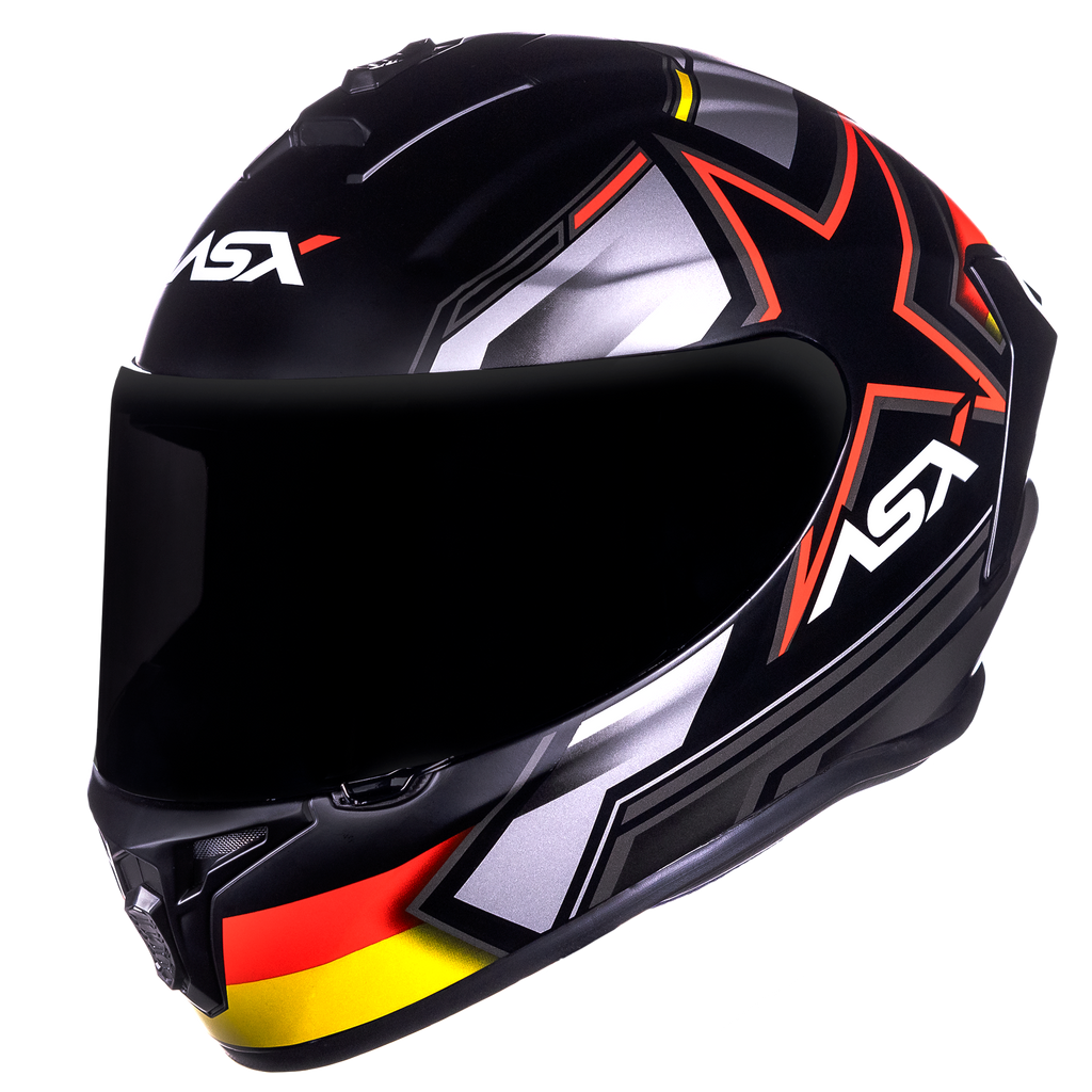 Capacete ASX draken Pilot Fosco Preto/Vermelho/Amarelo