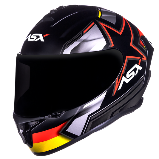 Capacete ASX draken Pilot Fosco Preto/Vermelho/Amarelo