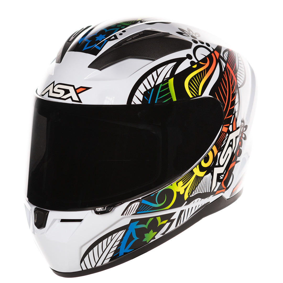 Capacete ASX City Flowers Brilho Branco/Preto Color