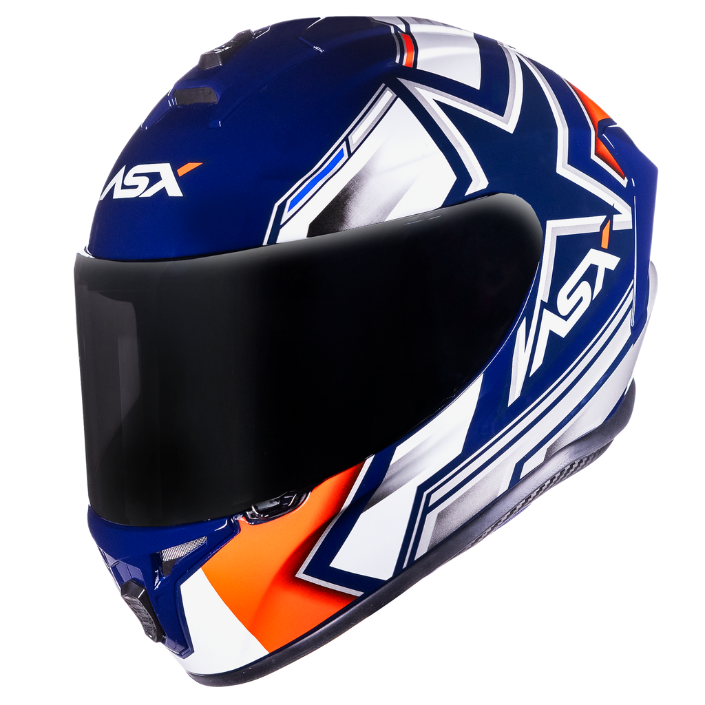 Capacete ASX draken Pilot Brilho Azul/Branco/Vermelho
