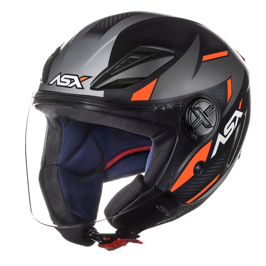 Capacete ASX City Air Square Fosco Preto Grafite Veremelho