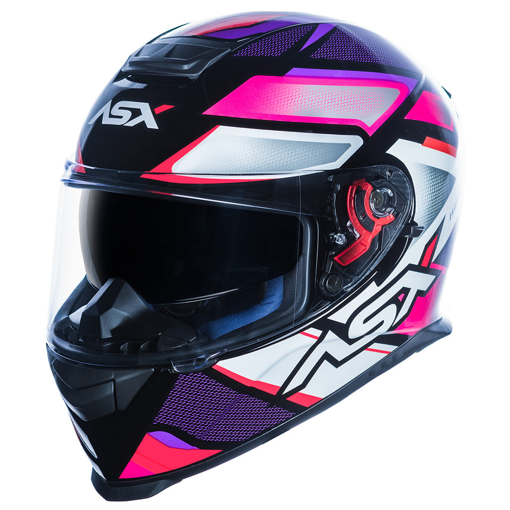 Capacete ASX Eagle SV Fast Brilho Preto Lilás Rosa